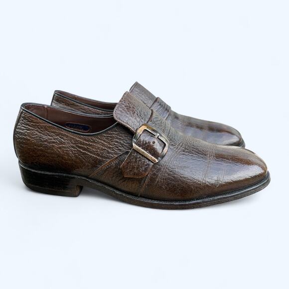 Vintage 70s Allen Edmonds Ostendo Lisbon II Shark Skin Monk Strap Shoes 8.5 C main image 13